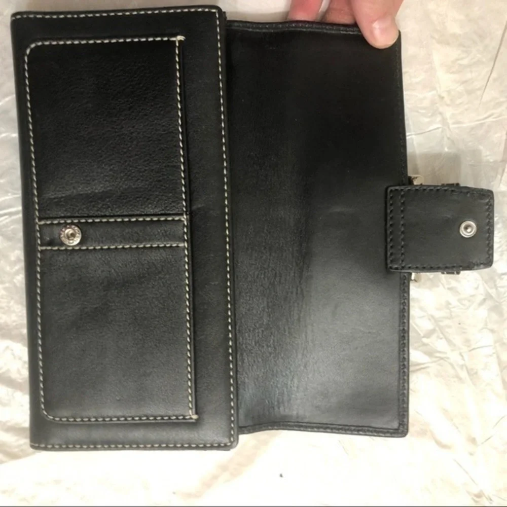 Coach black leather soho checkbook wallet